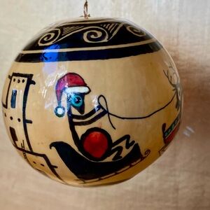 Native American Artistry Ornament “Up on the Housetop”, Signed T. Seiger